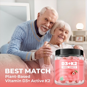 OEM Organic Vitamin D3 K2 Gummies 10000 IU Vitamin D3 45 Mcg Vitamin K2 MK7 <strong>Vegan</strong> Supplement Healthy Muscle <strong>Multivitamin</strong> Gummy - Product Image 3