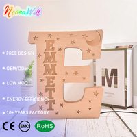 Lámpara de Noche LED de Madera con Grabado Personalizado de Luna, Estrella, Letra o Nombre para Decoración del Hogar, para Dormitorio, Sala de Estar, Escritorio, Mesa o Pared