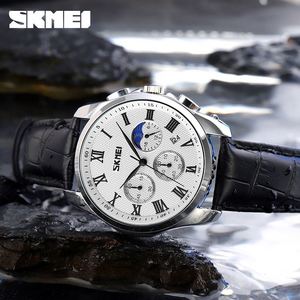Montre à quartz pour homme 9260, style tendance business, cuir, mouvement à quartz, 45 mm, multifonctionnelle, phase lunaire, <span class=keywords><strong>calendrier</strong></span>, étanche - Product Image 6