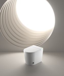 Mini House Hotel - Inodoro inteligente de cerámica con descarga automática, bidé con control remoto, doble descarga, salida en P y salida en S, de montaje en suelo, color blanco - Product Image 2