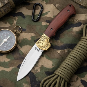 อันดับ21 D2ด้ามจับไม้แบบทำมือสำหรับแมวทำจากเหล็กสแตนเลสใบมีดคงที่มีดกระเป๋าปรับแต่งได้ตามต้องการ - Product Image 6