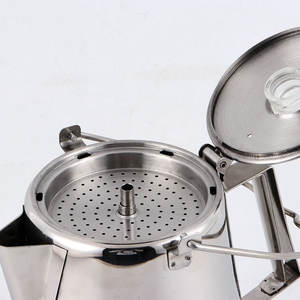 Cafetière de camping <span class=keywords><strong>percolateur</strong></span> Moka Pot en acier inoxydable professionnel avec couvercle en bois - Product Image 6