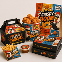 Boîte alimentaire personnalisée avec logo imprimé en papier kraft jetable pour restaurant de restauration rapide, à emporter, pour hamburgers, ailes de poulet, frites