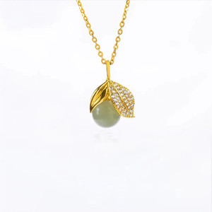 An Ye Hetian Jade Necklace Women Gold Chain Leaf Pendant Clavicle Chain Gift Fashion Jewelry Stainless Steel - Product Image 5