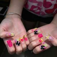Ongles en acrylique courts en forme d'amande, personnalisés, carrés, effet eau, de luxe 3D, faits à la main, à presser, vente en gros