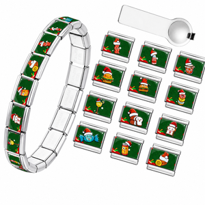 Supplier Grosir Perhiasan Fashion DIY Modular Kartun Makanan & Minuman Natal Baja Anti Karat Gelang Pesona Italia Terlaris - Product Image 1
