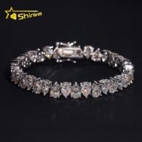 Pass Diamond Tester Upside Down Setting Pear Cut VVS Moissanite Diamond Tennis Bracelet Silver 925