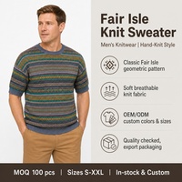 Maßgeschneiderter Herren-Pullover Jacquard-Strick Kurzarm Rundhals Herbst Winter Weihnachten Polyester Dehnbar Ropa De Mujer