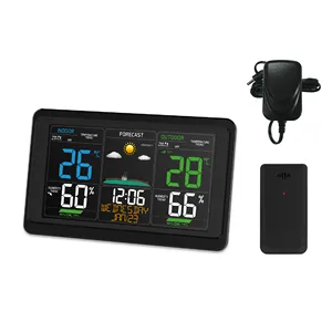 Color Weather Station Clock With Temperature Trend Display Indoor Outdoor Temperature And Humidity Max/min Records