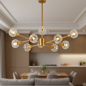 Modern Crystal Chandelier 9 <b>Lights</b> Golden Pendant 28 Inch For Living <b>Room</b> <b>Dining</b> <b>Room</b> Kitchen <b>Light</b> <b>Fixtures</b> - Product Image 2