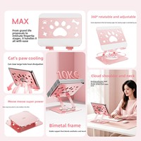 Support de tablette universel rotatif YANJIN ZJ-054, design patte de chat, acier au carbone, silicone, pliable, pour utilisation sur bureau