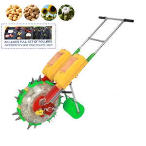 Semoir manuel DASHAN à 1 rang, planteur à pousser à la main en acier inoxydable, bec de canard, espacement réglable 5-9 <span class=keywords><strong>cm</strong></span>, <span class=keywords><strong>profondeur</strong></span> de semis 5-9 <span class=keywords><strong>cm</strong></span> pour le maïs - Product Image 2