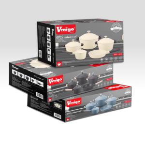 <span class=keywords><strong>Set</strong></span> di Pentole Vm-1515 in Alluminio con Coperchi, 15 Pezzi, Antiaderente in <span class=keywords><strong>Pietra</strong></span> Maifan per Uso Domestico - Product Image 4