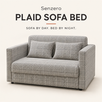 Canapé-lit pliable Senzero à carreaux noirs et blancs avec cadre métallique pliable et matelas pour salon et chambre d'amis