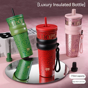 Vaso de Café Aislado Clásico de Alta Gama para Mujer, Acero Inoxidable 316, Personalizable, con Pajita Gruesa, para Uso Doméstico, Estilo Lujoso y Ligero, al Vacío - Product Image 3