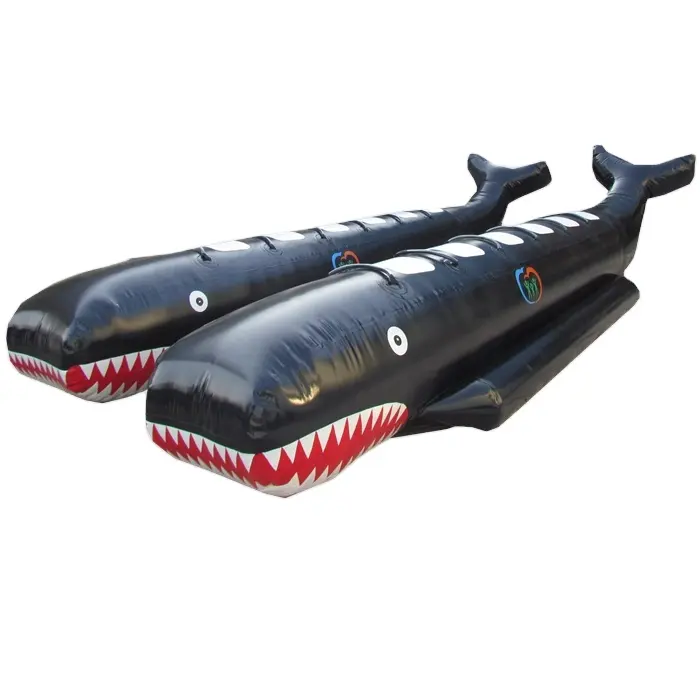 HOT sale inflatable banana boat with shark for water games, inflatable shark boat for pool or sea