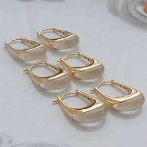 Pendientes de Aro con Forma de Herradura de Cuarzo Cristalino de Estilo Moderno Xinfly, Oro Real de 18k, con Certificado - Product Image 5