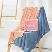 Handuk mandi kain lap Microfiber, handuk mandi tebal padat, penyerap Cepat lembut cepat kering dipertebal