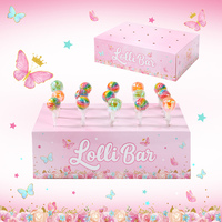 Boîte à sucettes en papier à imprimé floral papillon rose, support de présentation de bonbons Lolli Bar pour les décorations de fête d'anniversaire ou de baby shower