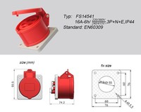 ZNPON FS14541 CEE soket 16 AMP 380V yedek kırmızı gömme montaj soketi