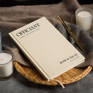 Libro de Oficiante de Lino Crema Repujado para Notas de Discurso, Tapa Dura Negra, Agenda para el Día de la Boda, Regalo para Pastor Oficiante - Product Image 6