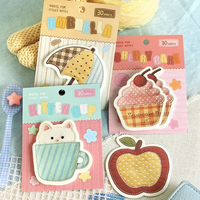 30 pièces par paquet de notes autocollantes, style patchwork mignon, parfaites pour les bullet journals, l'écriture de messages et la prise de notes