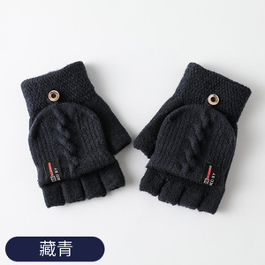 Özel kış sıcak tutmak siyah yün  eldivenler örme dokunmatik ekran parmaksız eldiven - Product Image 4
