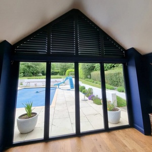 Op maat gemaakte gebogen ramen PVC raamdecoratie binnen voor ramen driehoekig/gebogen/rond/cirkelvormig plantage shutters - Product Image 4