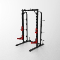Cage de musculation semi-enclos robuste pour l'entraînement compact de squats, de développés couchés et de tractions