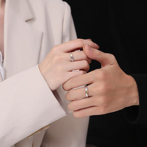 Anelli per Coppie in Argento Sterling S999 con Impronta Digitale, Finitura Fotografica Premium, Mosaico 3D, Anelli d'Amore per Coppie, Vendita all'Ingrosso - Product Image 1