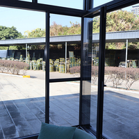 Pintu Ayun Aluminium Kaca Eksterior/Interior Satu Daun Panel Rata dengan Penutup Magnetik Isolasi Termal Lapisan Bubuk Minimalis