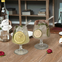 Ins Net Tasse de restaurant au design classique rouge pour vin, café glacé, soda, verre transparent