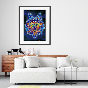 Peinture de diamant à mosaïque de loup lumineux, broderie de perceuses carrées, en point de croix, lumineux, décoration artistique, nouveau produit - Product Image 5
