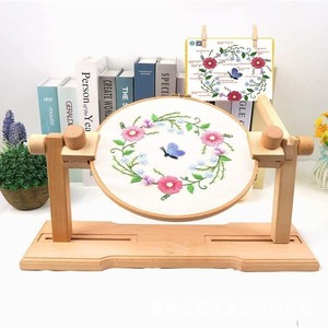 Wooden Cross Embroidery <b>Frame</b> Round Shape Solid Wood Desktop Embroidery Tool For Handicrafts - Product Image 2