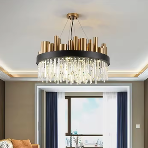Celo iluminación sala de estar colgante candelabros de cristal techo moderno lujo negro y oro - Product Image 2