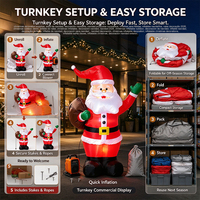 Dekorasi Natal Tiup Premium 6FT Santa Claus yang Berangguk dengan Tas Hadiah LED untuk Pusat Perbelanjaan Hotel
