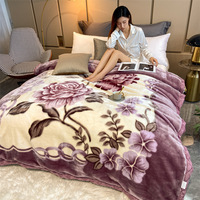 Couverture d'hiver douce à double couche, style arabe, très épaisse, taille King, luxe, 2 plis, en Raschel de vison coréen