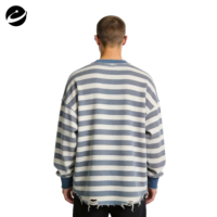 T-shirt Homme XUCHANG Personnalisé Décontracté Ample en Coton Tricoté Gaufré, Lavé, Rayé, Déchiré, Épais, Thermique à Manches Longues