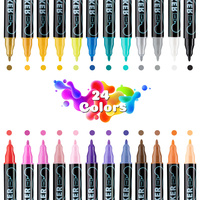 Ensemble de 12 stylos marqueurs de peinture acrylique à double pointe pastel pointe extra fine pour l'art et la créativité