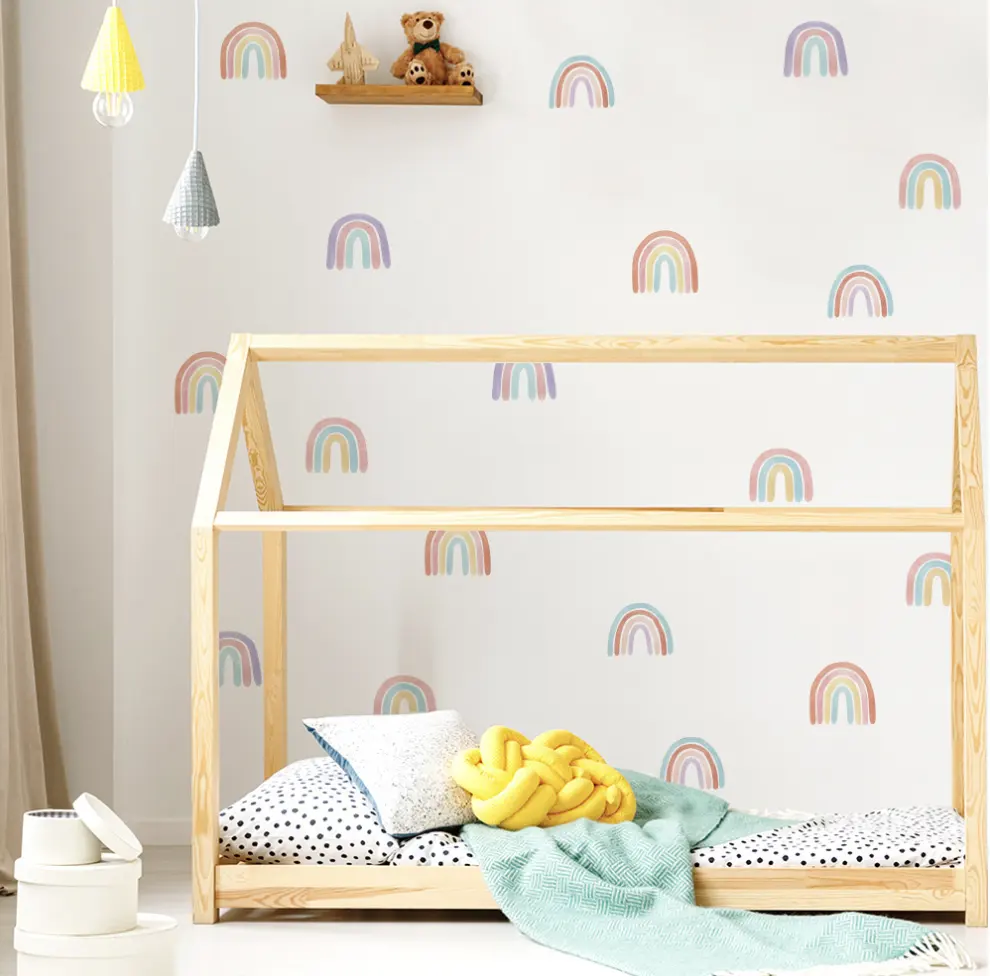 New Custom Auto-adesivo Removível Impressão Decalque PVC Vinil Waterproof Home Decoração Crianças Adesivo de parede para Kids Room Walls