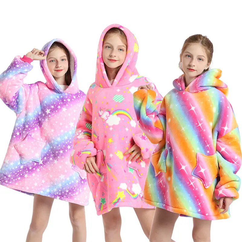 Amostra de cobertor vestível premium, adulto e crianças, tamanhos grandes, cobertor de capuz