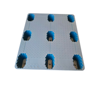Palette en plastique HDPE robuste 1200x1000, simple face, 9 pieds, pour expédition, entrepôt et stockage, capacité 3000 kg