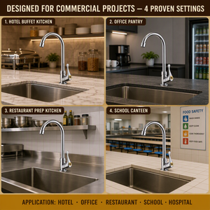 Robinet de cuisine à levier papillon col de cygne en ABS chromé, finition personnalisée, avec logo OEM/ODM, valve en céramique, pour l'<span class=keywords><strong>immobilier</strong></span> - Product Image 6