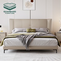 Ensemble de meubles de chambre à coucher en gros : Lit moderne King/Queen Size avec cadre en bois rembourré en cuir souple