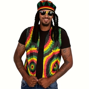 MADESHINE Chapeau Rasta Jamaïcain Bob Marley avec Perruque Dreadlocks, Style Bohème, Longue Tresse Kufi, pour Fête Ethnique et Déguisement Cosplay - Product Image 5