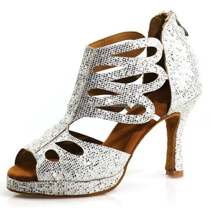 Zapatos de tacón personalizados para bailar Zapatos de baile de colinas con purpurina negra con plataforma de 9CM - Product Image 4