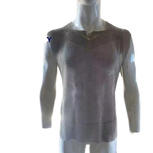 ステンレス鋼製溶接ナイフ対応シャツ、メタルリングメッシュTシャツ、ボディプロテクト、防刃チェーンメールベスト（胸部保護用） - Product Image 1