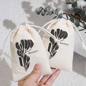 Eco-Friendly Natural Muslin Cotton Drawstring <b>Bag</b> for Tea Custom Logo Printed Organic Small Cotton Gift <b>Dust</b> Packing Pouch - Product Image 1