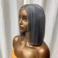 Perruques Bob 2x6 sans colle en cheveux humains vierges naturels du Vietnam, double épaisseur, cuticules intactes et lisses, vente en gros