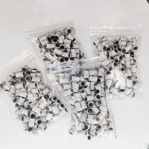 Kit de manucure et pédicure personnalisé de 100 pièces, enroulements de ponçage en papier de verre zébré coloré violet, gris, marron pour embouts de ponceuse à ongles - Product Image 1